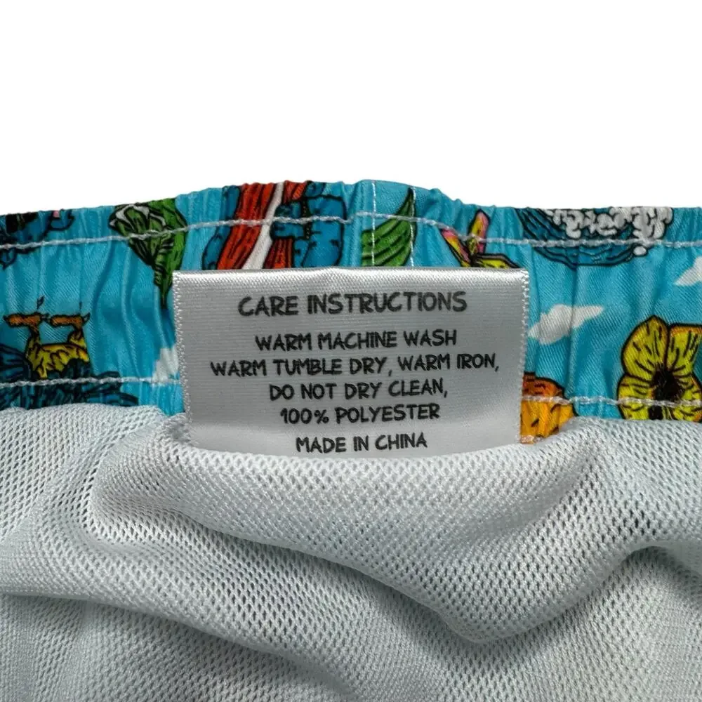 MULGA X BOARDIES Koala Beach Mens Shorties Swim Shorts Sz Medium Blue Tropical